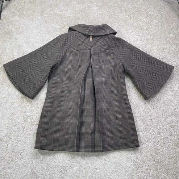 VTG Mackage Brown Tweed Houndstooth Wool Coat Sz M High Collar Button jacket - Picture 3 of 12